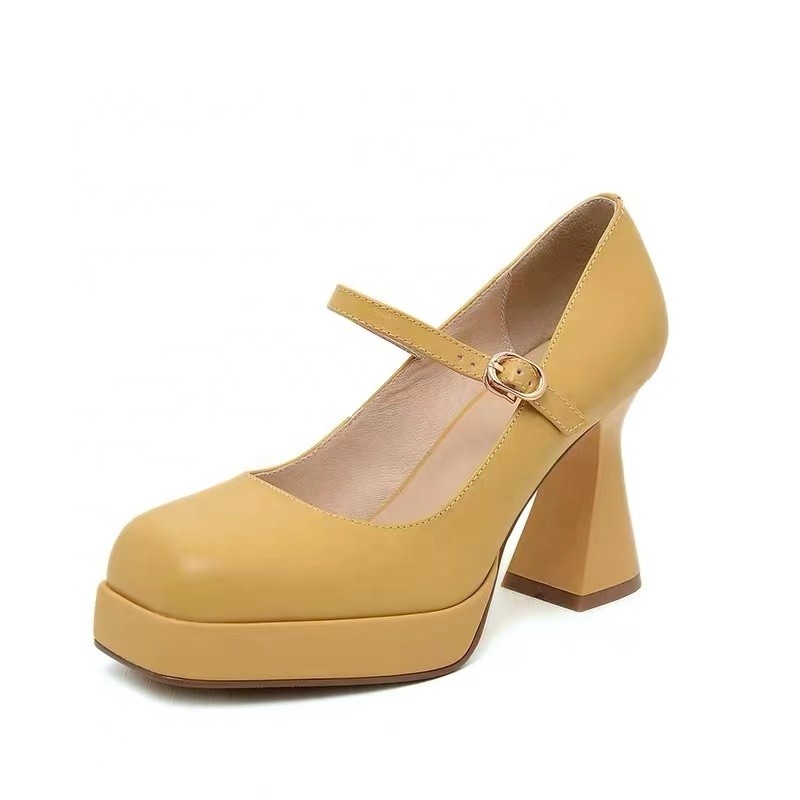 Autumn season mary jane platform shoes high heels women high quality buckle up shoe with customer logo printing 1 buyer