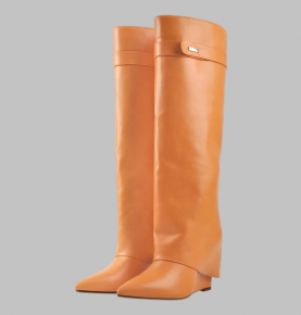 Factory new design women knee high boots 2021 fall season wedge shoes small MOQ Wholesaler price heels